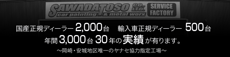 国内正規ディーラー2000台　輸入車正規ディーラー500台　年間3000台30年の実績が有ります。